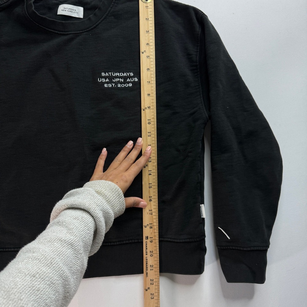 Saturdays New York City Mens Small Black Crewneck Sweatshirt Embroidered Logo - Picture 6 of 7